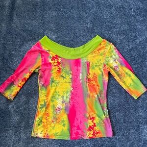 Suzanna Bright Pink and Green Blouse